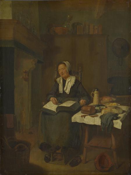 A Woman Asleep by a Fire